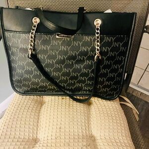 Jones New York Monogram Black and Gray Tote